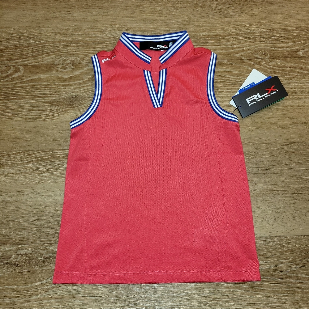 Ralph Lauren RLX Youth Girls Kids Sleeveless Red Polo Shirt Size 6X New